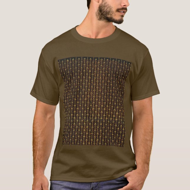 Golden Brown Decorative Pattern  T-Shirt (Front)