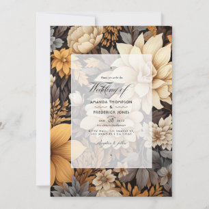 Golden Brown Floral Spring Wedding Invitation