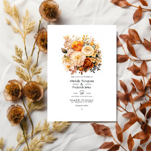 Golden Brown Floral Spring Wedding Invitation