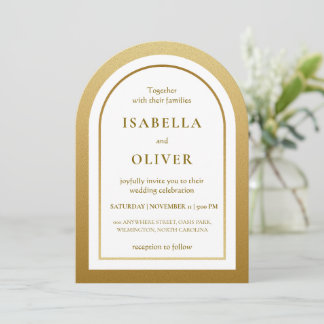 Golden brown gradient elegant wedding invitation