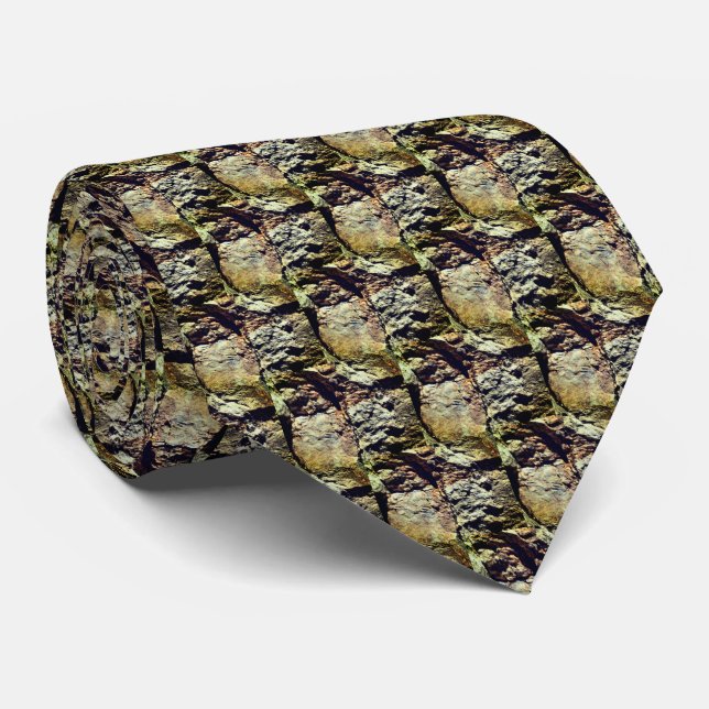 Golden Brown Granite Rock Nature Pattern  Tie (Rolled)