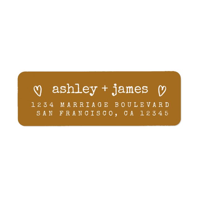 Golden Brown Heart Couple Return Address (Front)