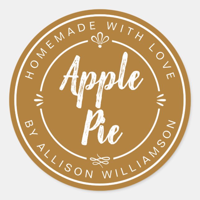 Golden Brown Homemade Apple Pie Classic Round Sticker (Front)