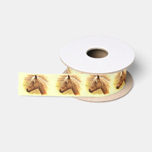 Golden Brown Horses in Sun Animal Ribbon Satin Ribbon
