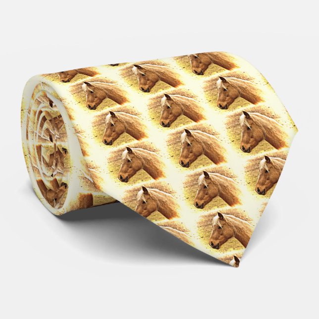 Golden Brown Horses in Sun Tie (Rolled)
