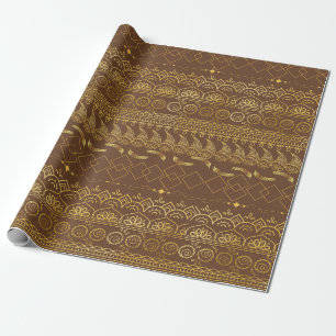 Golden Brown Mandala Wrapping Paper