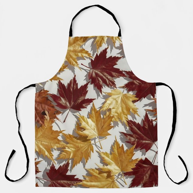 Golden Brown Maple Leaf Pattern Apron (Front)