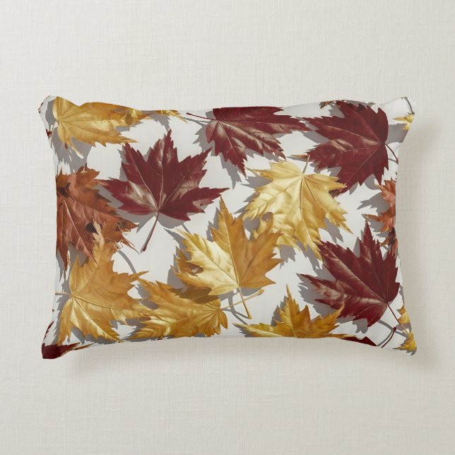 Golden Brown Maple Leaf Pattern  Decorative Cushion (Front)