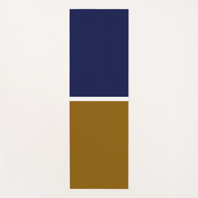 Golden Brown Navy Blue White Banded Colour Block Yoga Mat (Front)