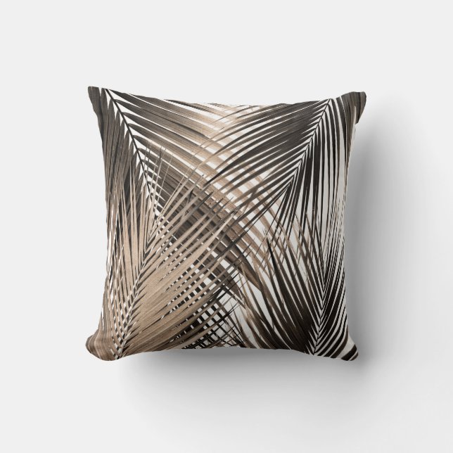 Golden Brown Palm Leaves Dream Cali Summer Vibe #1 Cushion (Front)