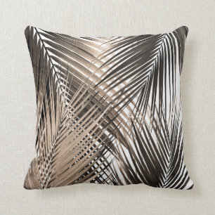 Golden Brown Palm Leaves Dream Cali Summer Vibe #1 Cushion
