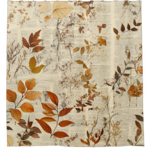 Golden Brown Rustic Leaves - Vintage Fall Texture Shower Curtain