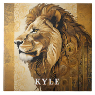 Golden Brown Safari Lion Tile