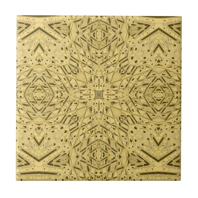 Golden brown star geometric design bright beautifu tile (Front)