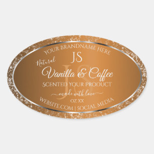 Golden Brown with Glitter Initials Product Labels
