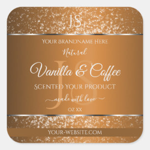 Golden Brown with Glitter Initials Product Labels
