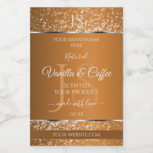 Golden Brown with Glitter Initials Product Labels
