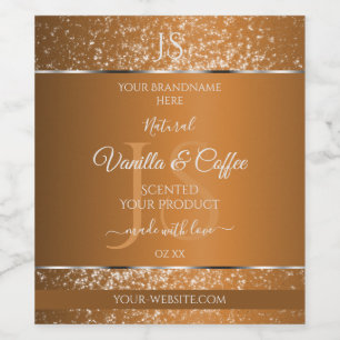 Golden Brown with Glitter Initials Product Labels