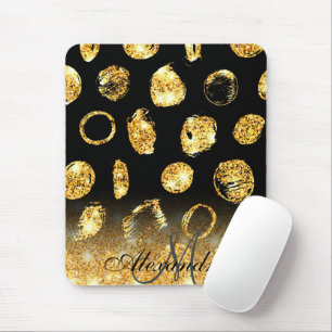 Golden Brush Dots Mouse Mat