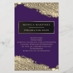 Golden brush stain elegant purple flyer