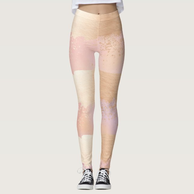 Golden Brush Strokes Leggings (Front)