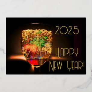 Golden bubbles and  fireworks - happy new year