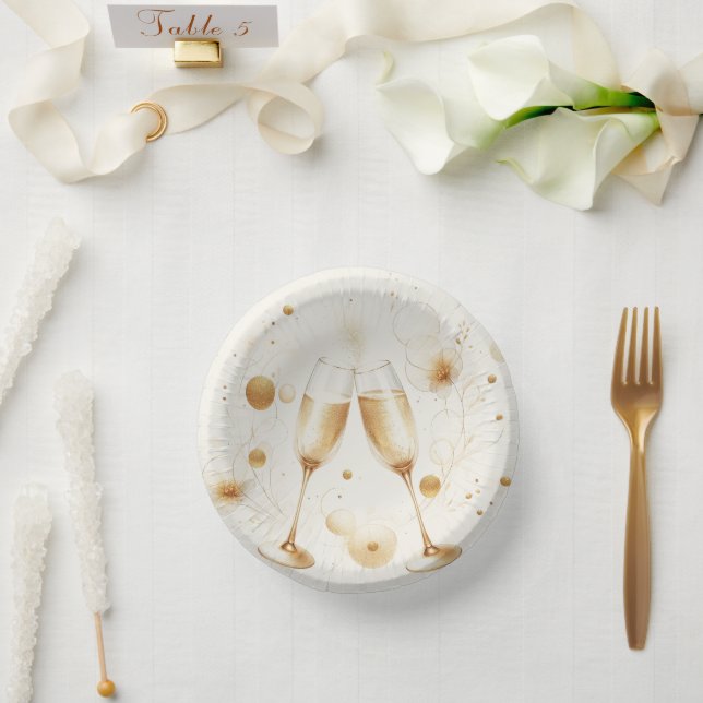Golden Bubbles Paper Bowls Plate (Wedding)