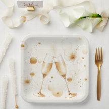 Golden Bubbles Paper Plates