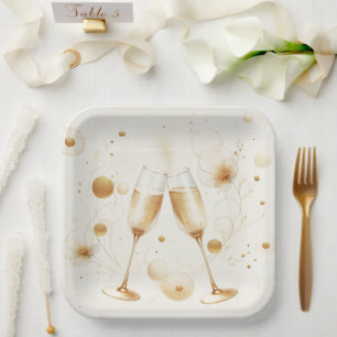 Golden Bubbles Paper Plates