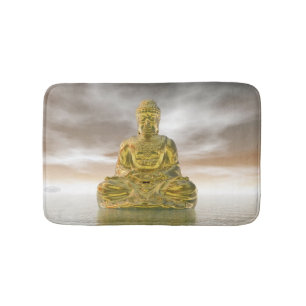 Golden buddha - 3D render Bath Mat