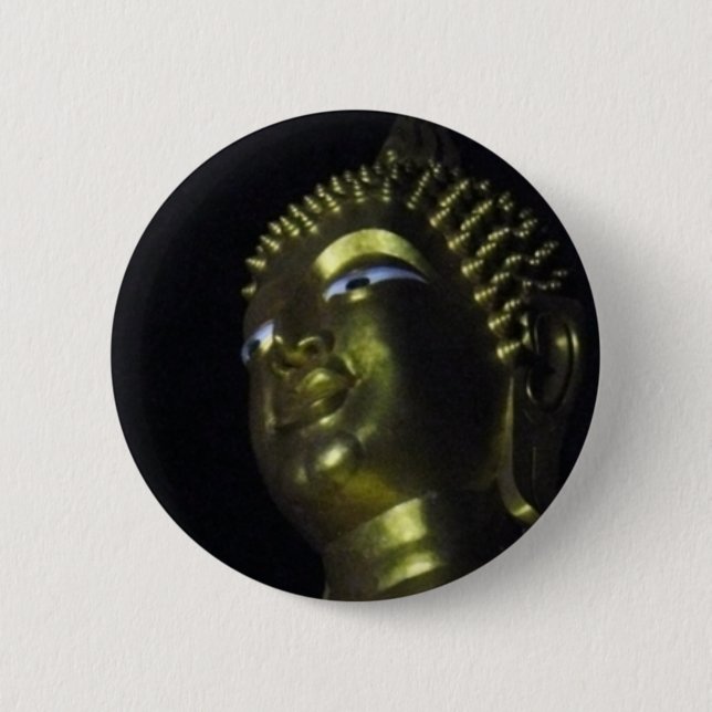 Golden Buddha at Night 6 Cm Round Badge (Front)