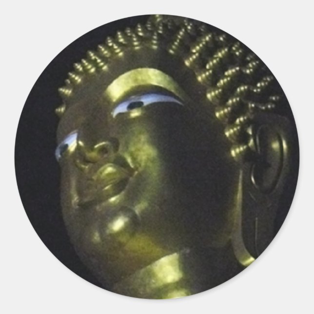 Golden Buddha at Night Classic Round Sticker (Front)