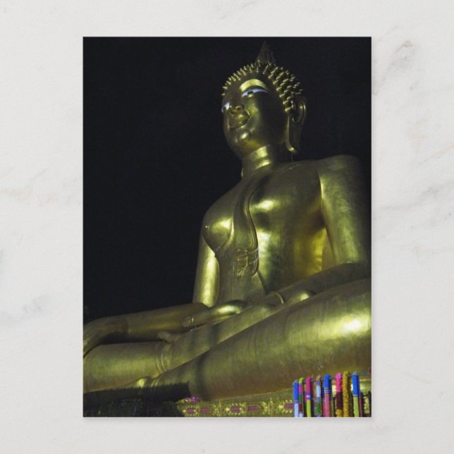 Golden Buddha at Night Postcard (Front)