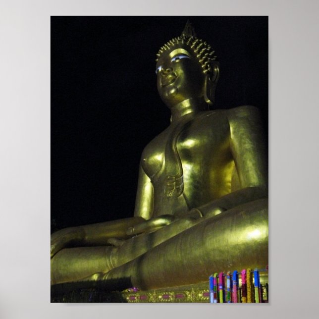 Golden Buddha at Night Poster (Front)