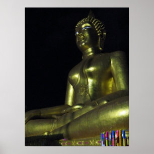 Golden Buddha at Night Poster