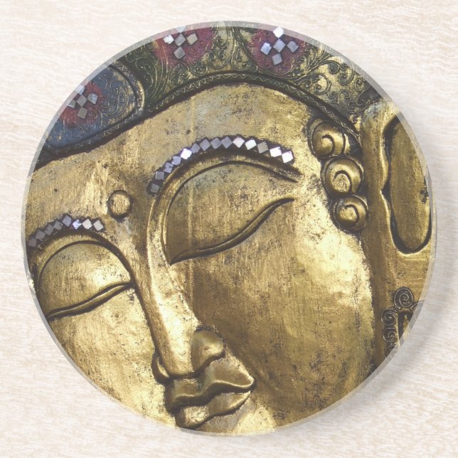 Golden Buddha Blessing Inspirational Love Coaster (Front)