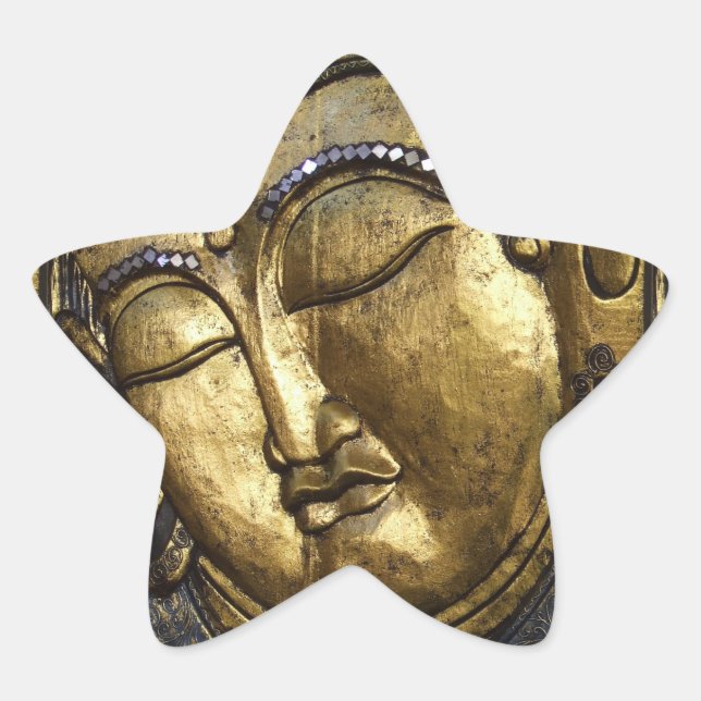 Golden Buddha Blessing Inspirational Love Star Sticker (Front)