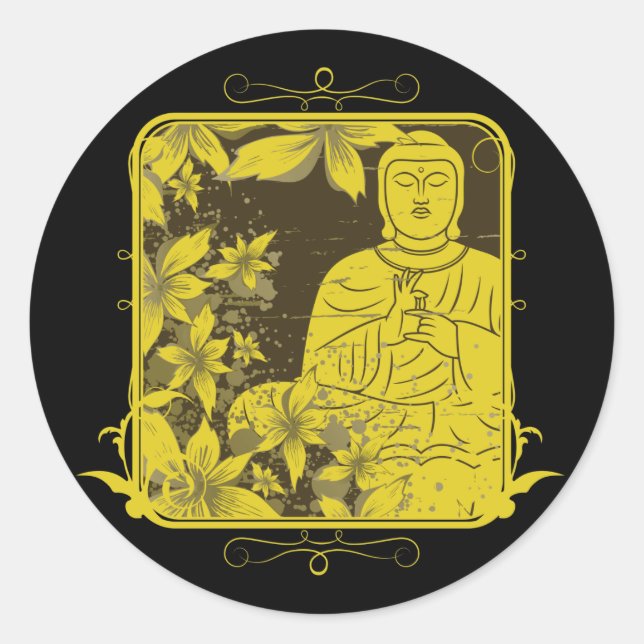 Golden Buddha Classic Round Sticker (Front)