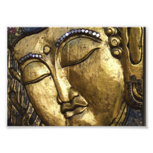 Golden Buddha, Eyes Closed, Praying Meditating Photo Print