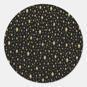 golden buddha in black classic round sticker