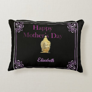 golden buddha in black decorative pillow