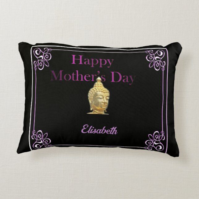 Golden Buddha in black decorative pillow (Back)