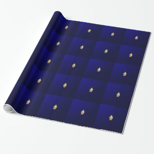 golden buddha in blue wrapping paper