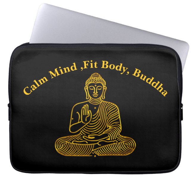 Golden Buddha in Calm Pose Laptop Sleeve (Front)