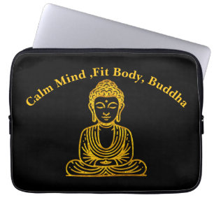 Golden Buddha in Peaceful Pose Laptop Sleeve