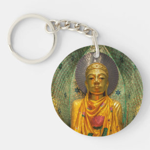 Golden Buddha In Temple Key Ring