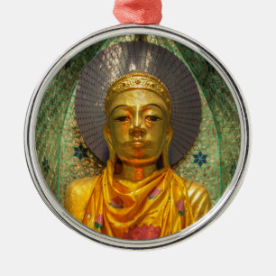 Golden Buddha In Temple Metal Tree Decoration