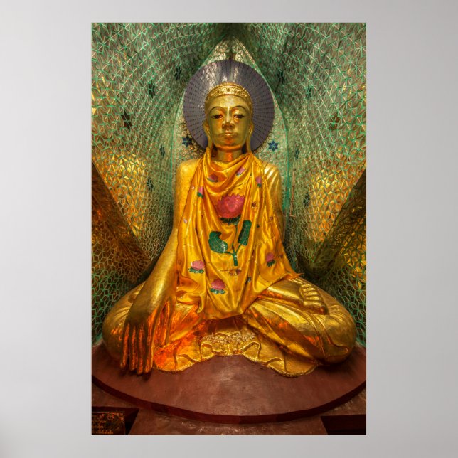 Golden Buddha In Temple Poster (Front)
