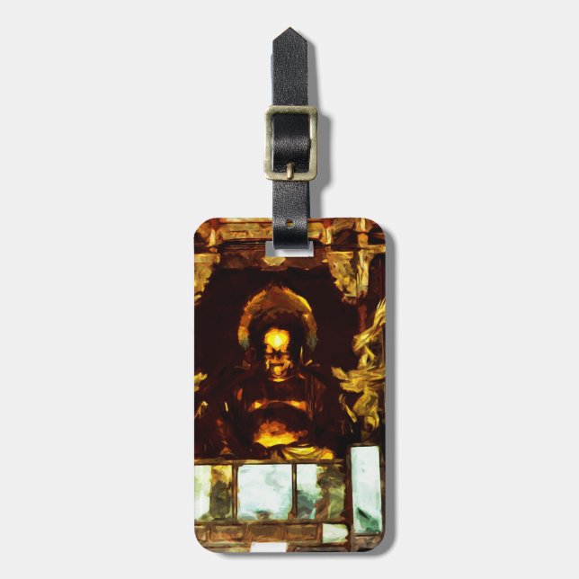 Golden Buddha Kyoto Japan Abstract Impressionism Luggage Tag (Front Vertical)