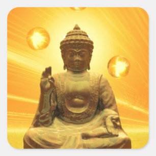 Golden Buddha Square Sticker